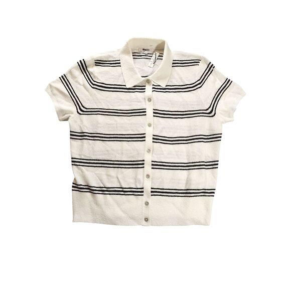 Madewell Polo Sweater Tee Stripe Womens XL Light Academia Coastal Grandma Preppy - Picture 2 of 6